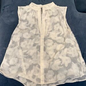 H&M White Floral Sheer Blouse